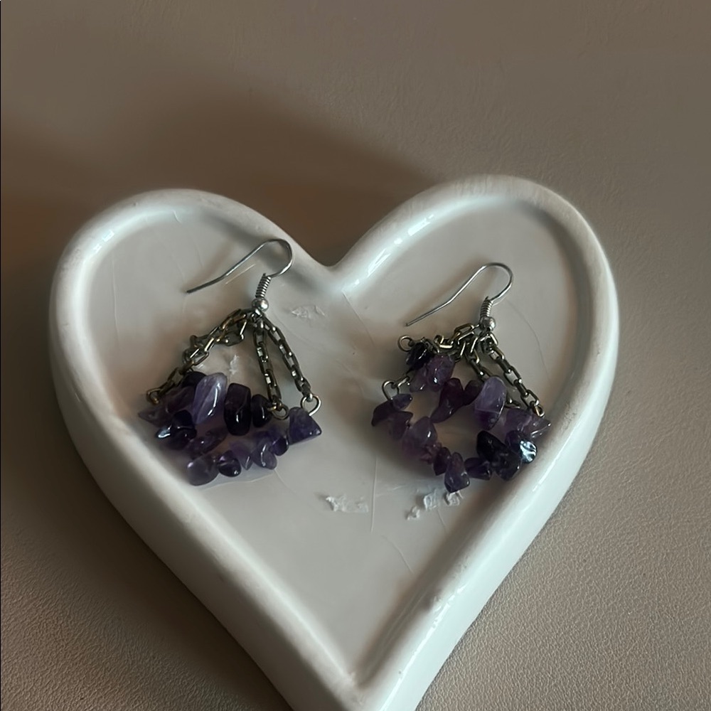 Amethyst Stone Dangle Earrings - image 2